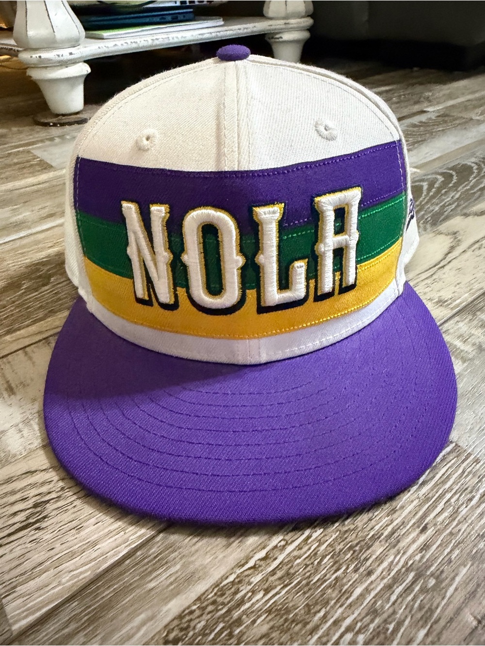 New Era NOLA White Purple Green Yellow Snapback Hat